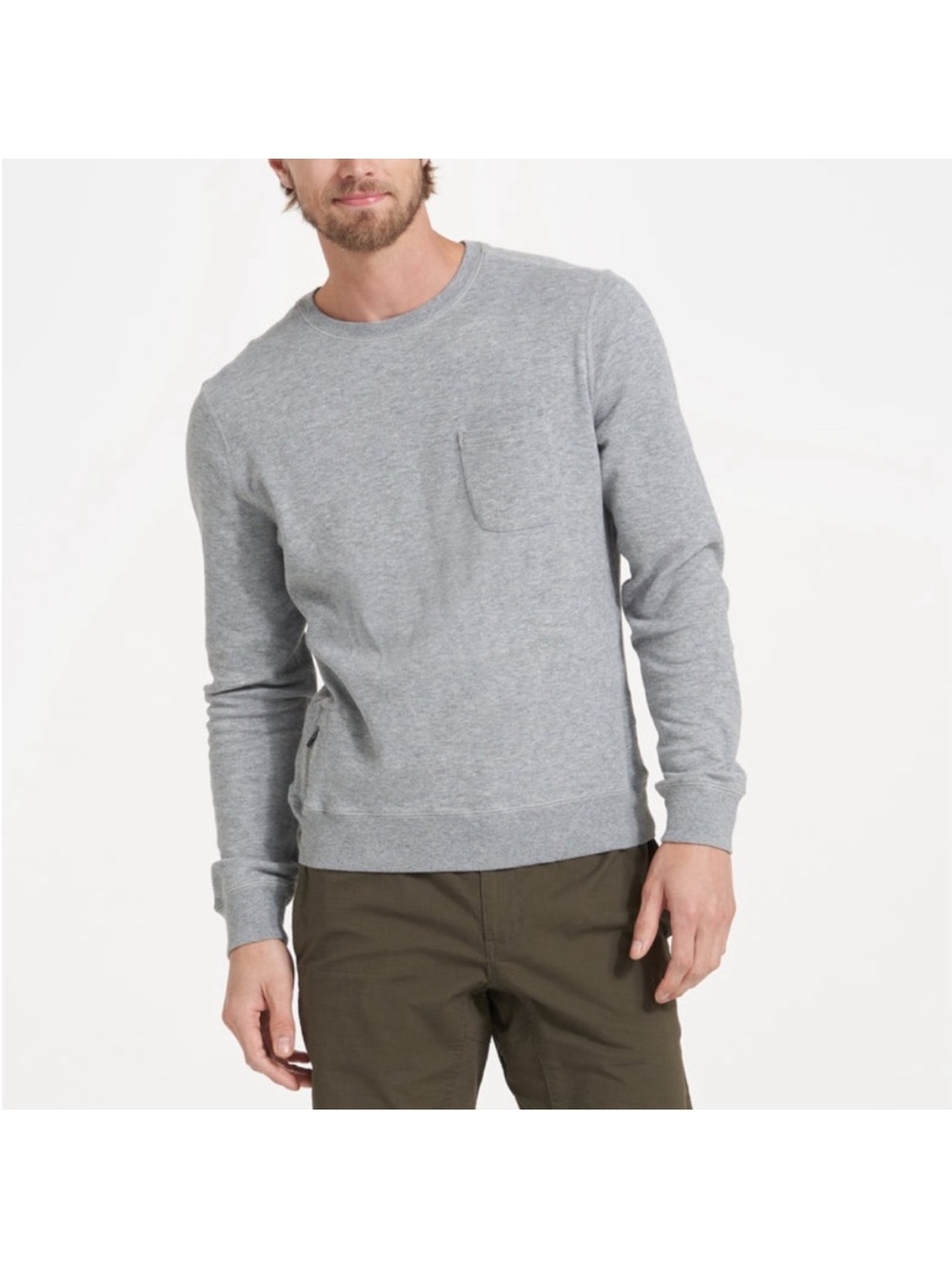 Men's VUORI Jeffreys Crewneck Pullover. Heather Grey. Size M